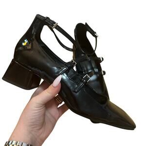 Zara Black Block Heel Triple Strap Mary Janes Size 39 (US 8.5)
